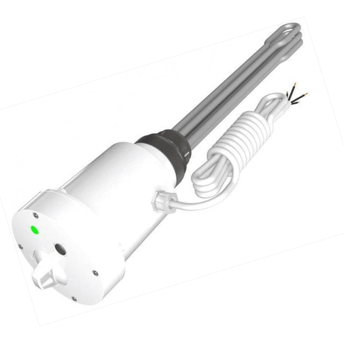 Weiße elektrische Heizpatrone mit angeschlossenem Spiralkabel für Elektroheizstab 6 kW