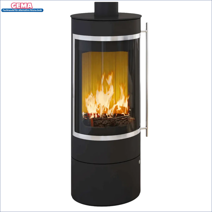 Schwarzer zylindrischer Holzofen 5 kW Pular Compact von Olsberg für effizientes Heizen