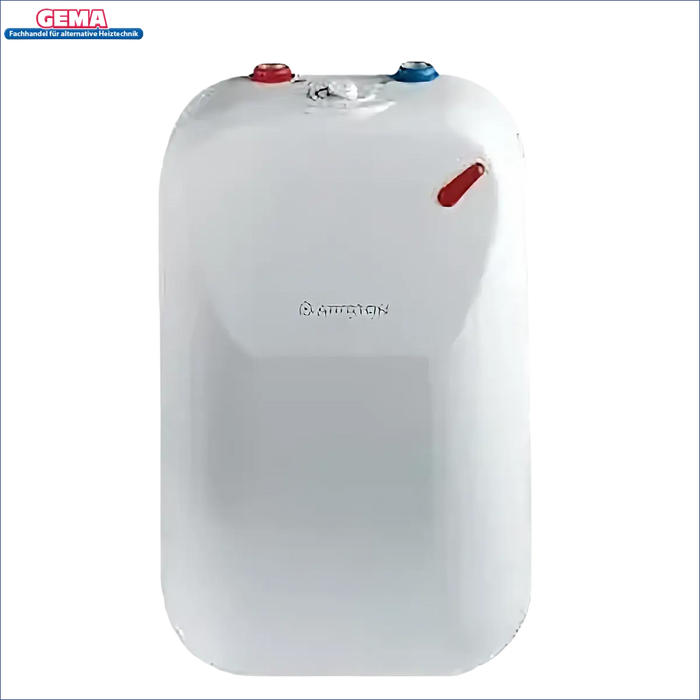 Weiße Wasserheizung mit roten und blauen Anschlüssen für den Warmwasserboiler Ariston ARKS 5