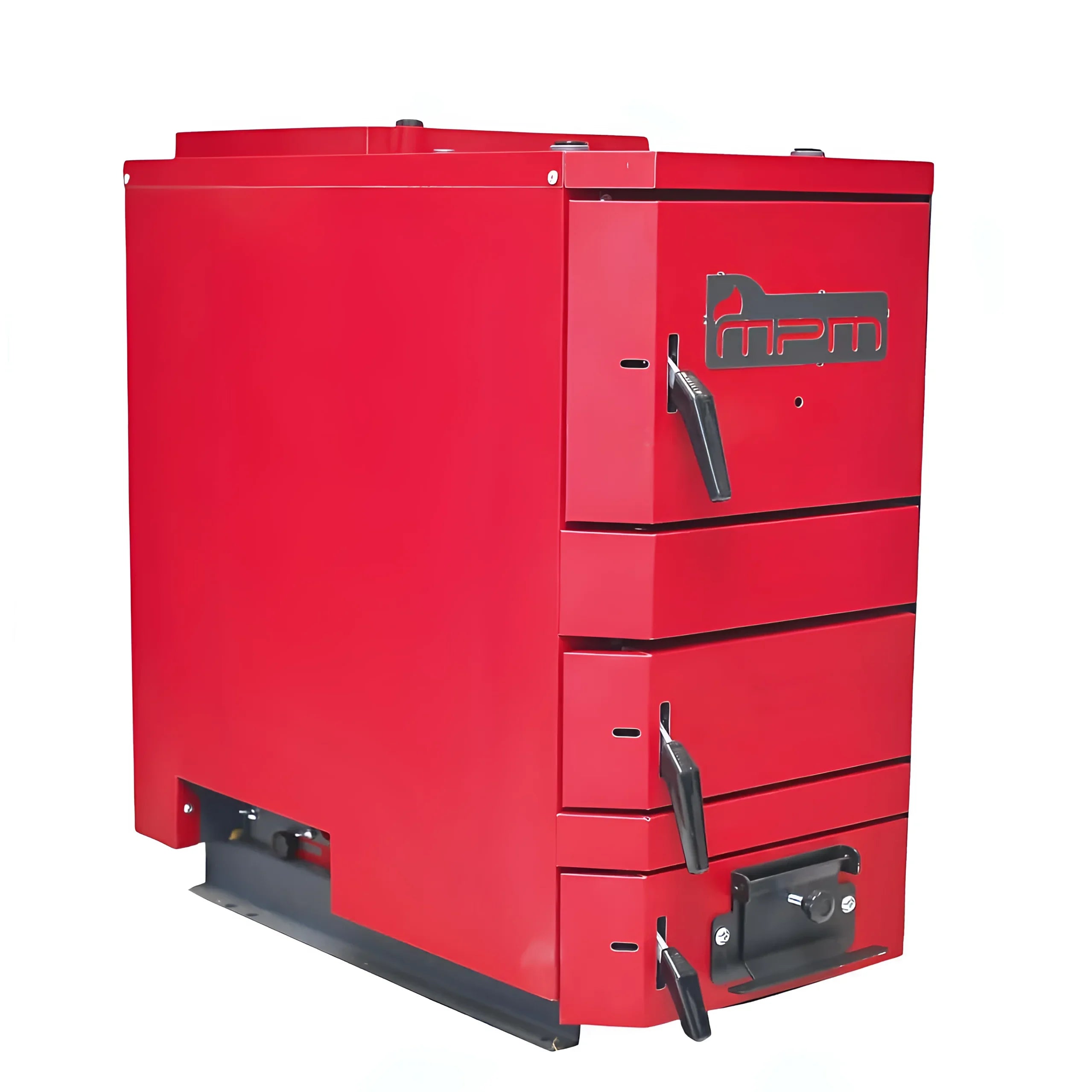 Roter metallischer Mehrtür-Ofen für effiziente Heizung im Holzvergaser Holz Plus 18 kW