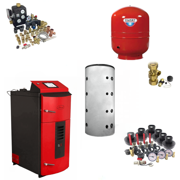 Komplettpaket Attack SLX Lambda Touch 🔥 35 kW mit Pufferspeicher, Heizsystem für Umweltfreundlichkeit 🌍 und Effizienz ⚡️.