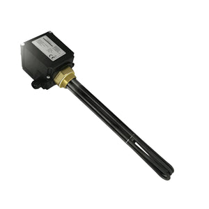 Schwarzer Heizstab mit Messinganschluss für Heizpatrone 7,5 kW AG 1 ½ Notheizung