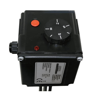 Schwarzer elektrischer Steuerkasten mit Temperaturregler für Heizstab Heizpatrone 7,5 kW