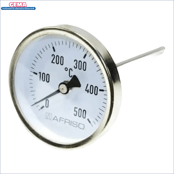 Rauchgasthermometer von Afriso, rundes Metallthermometer zur Temperaturmessung