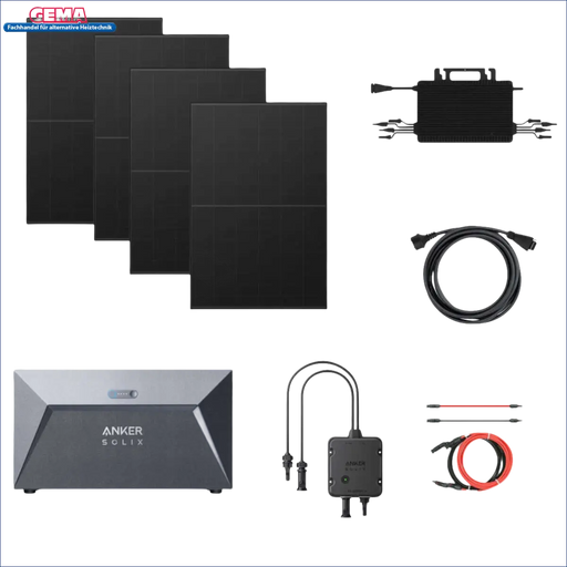 1780Wp Balkonkraftwerk mit 4 Solarmodulen, 1,6kW Speicher, Kabel und Zubehör 🛠️☀️