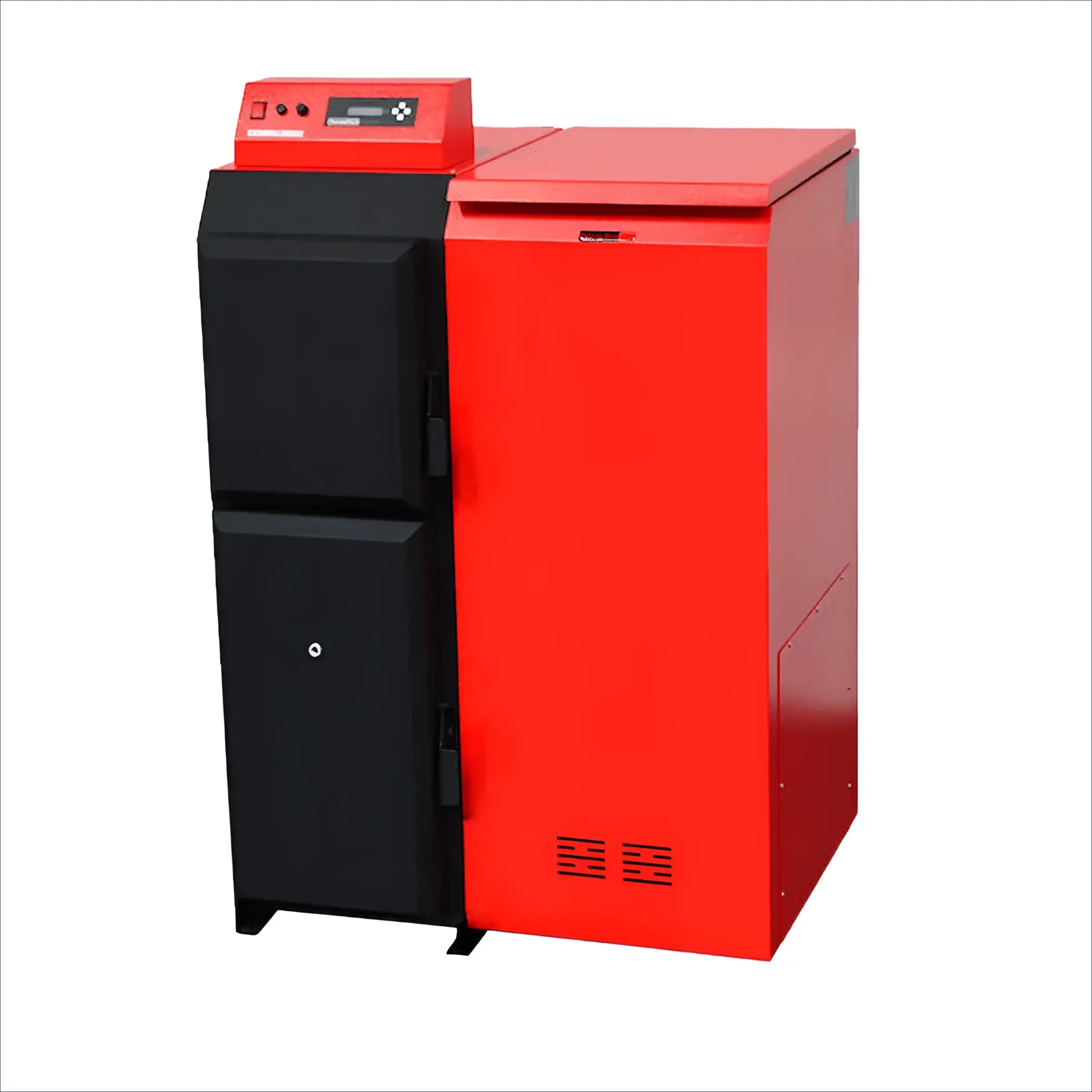 Rot- und schwarze Heizungsanlage Pellete Heizkessel Thermoflux Pelling Eco 25kW/230kg