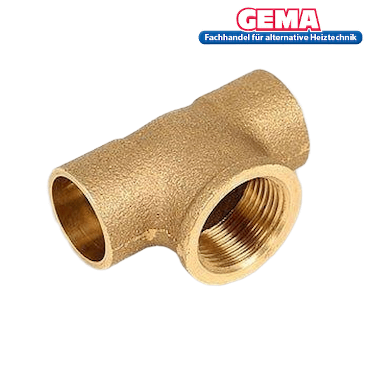 Brass T-Stück mit 1/2 Zoll Innen-Gewinde zum Löten, ein glatter und zwei gewindete Anschlüsse