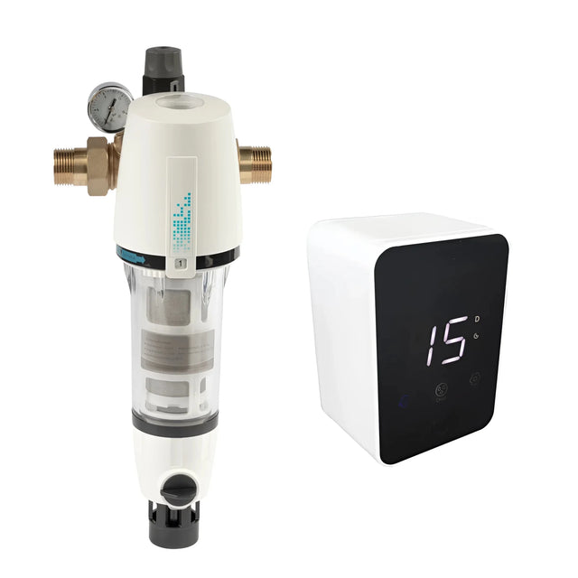 Aqmos Hauswasserfilter mit Rückspülfilter - Automatik, Druckminderer und Manometer - GEMA Shop