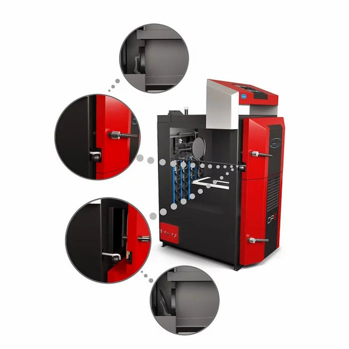 Holzvergaser Attack DPX 15 kW: Innovativer Kessel mit Biomasse ✨, robuste Bauweise und effiziente Holzverbrennung 🔥.