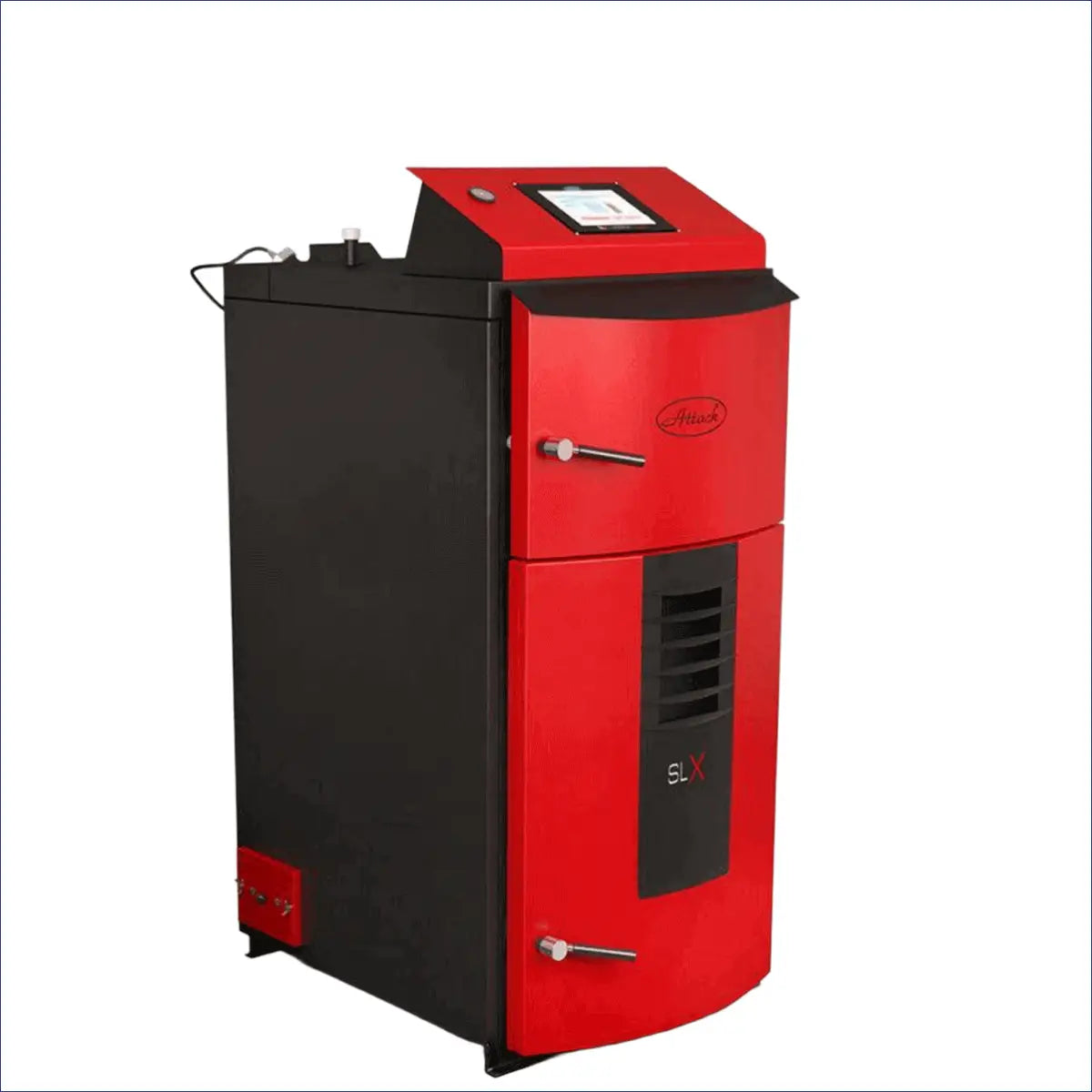 Roter und schwarzer Heizkessel für den Holzvergaser Attack SLX Lambda Touch 25 kW