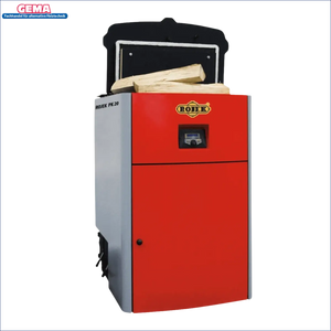 Roter und grauer Holzvergaser Boiler für das Produkt Holzvergaser ROJEK PK BIO 20 kW Toploader Festbrennstoff