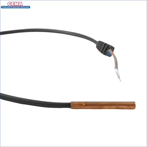 Schwarzes Kabel mit kupferfarbenem Sensor für Irleh Plus 20-80 kW Steuerung