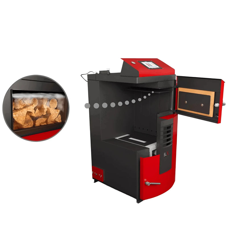 Komplettpaket Attack SLX Lambda Touch 35 kW plus Pufferspeicher mit Wärmetauscher - GEMA Shop