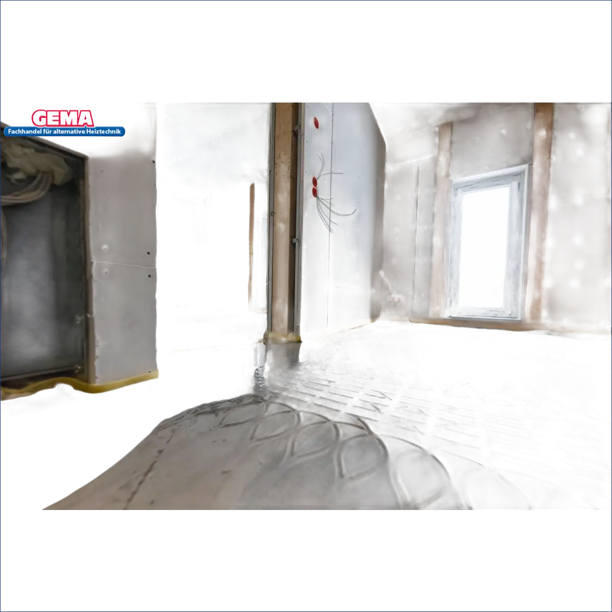 Installation einer Fußbodenheizung.