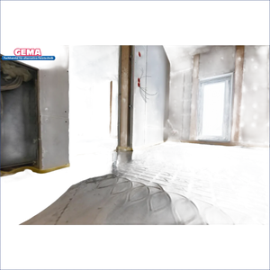 Installation einer Fußbodenheizung.