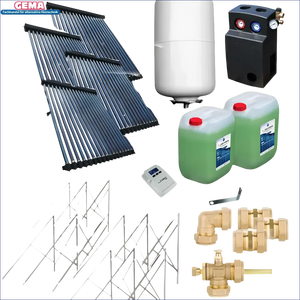 Solarpaket Röhrenkollektor HP22 Flachdach mit Sonnenkollektoren und Sunex Solarstation