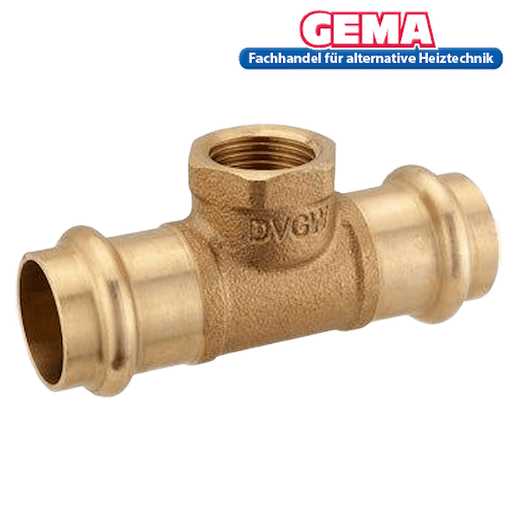 T-Stück 🔧 mit Gewinde zum Pressen, Profi-Pressfitting aus Messing, ideal für Heizungsinstallationen 💧.