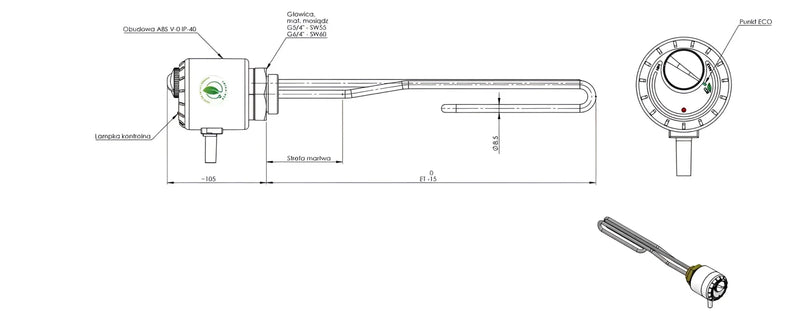 Trinkwasserspeicher 120 Liter plus Heizstab TERi 1,5 kW - GEMA Shop