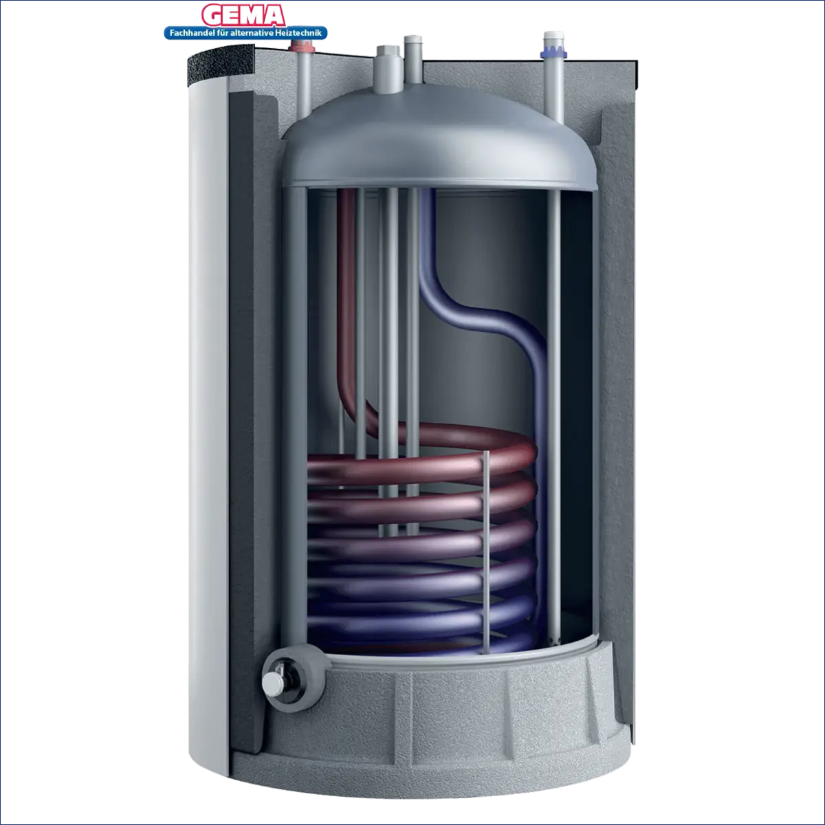 Schnittansicht des vaillant warmwasserspeicher unistor vih mit interner Spirale