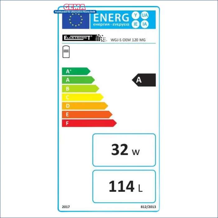 Energieeffizienzlabel am Warmwasserspeicher 120 Liter für Brauch- und Trinkwasser