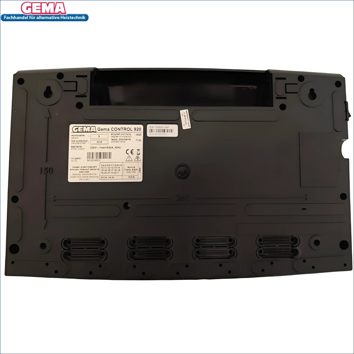 Schwarzes elektronische Steuergerät für Witterungsgeführte Heizungssteuerung Gema Control 920